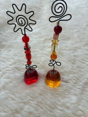 Bead Photo/Note Holders - Red & Amber